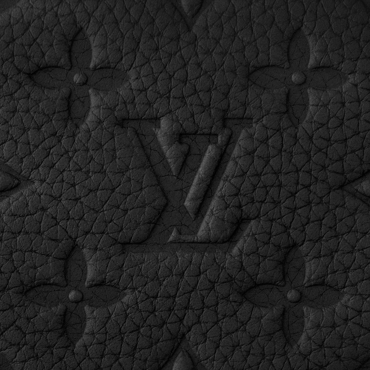 Monogram Embossed Leather Toiletry Pouch / Travel Case (All Black)