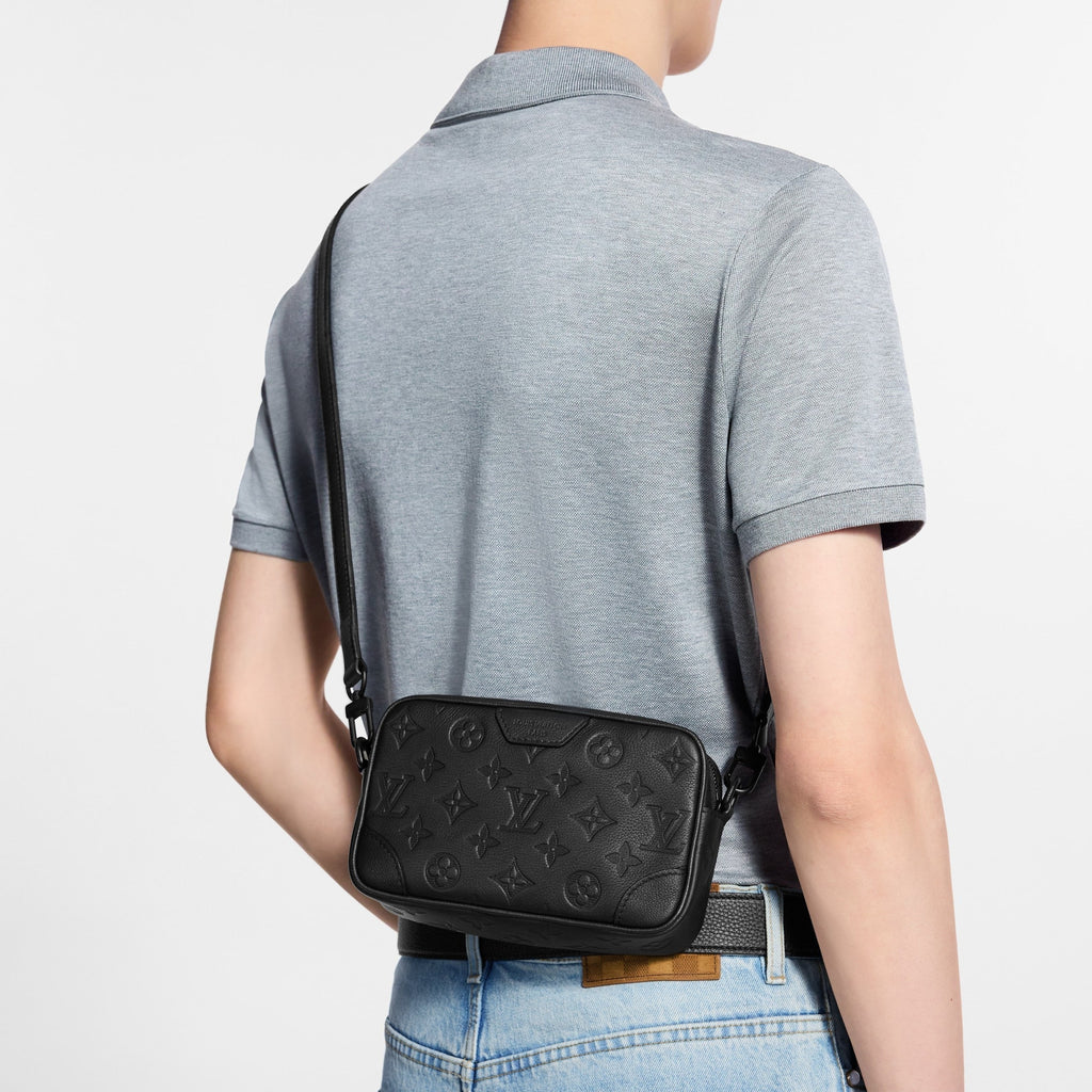 Monogram Embossed Leather Mini Pochette / Crossbody (All Black)