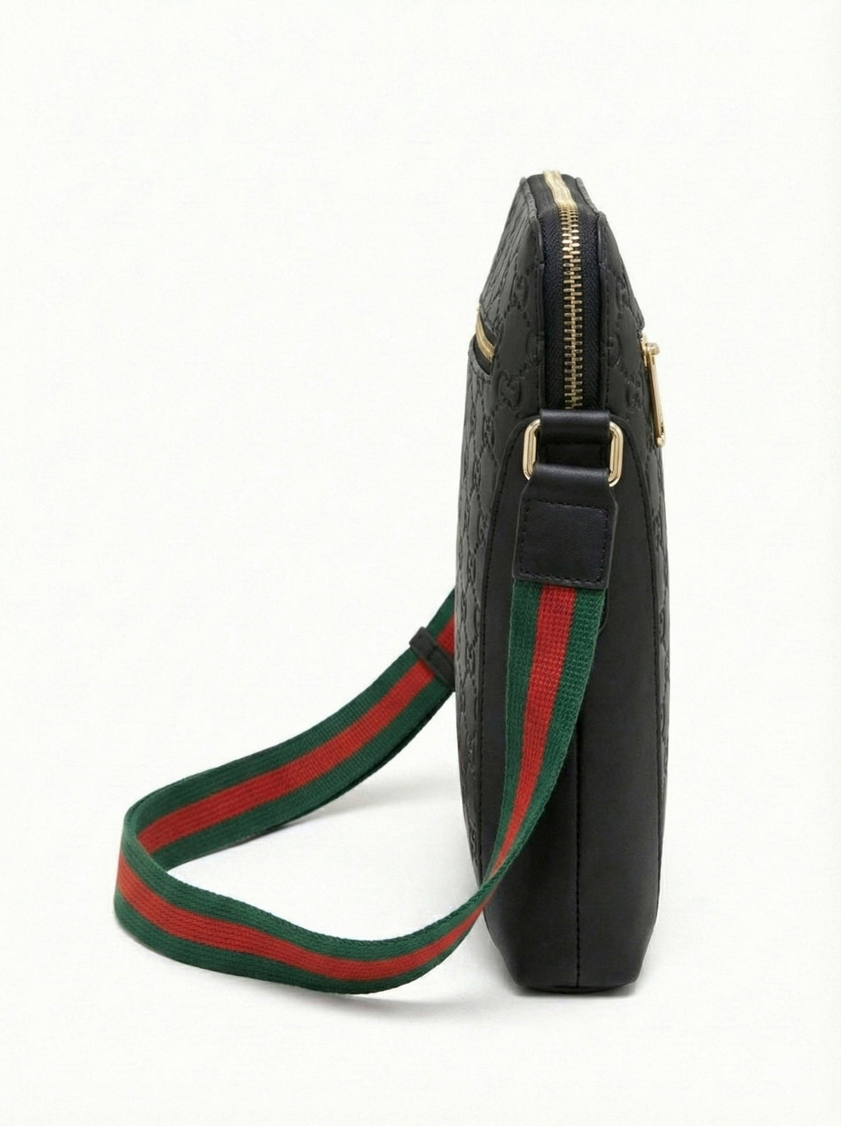 Embossed Leather Crossbody Bag Black