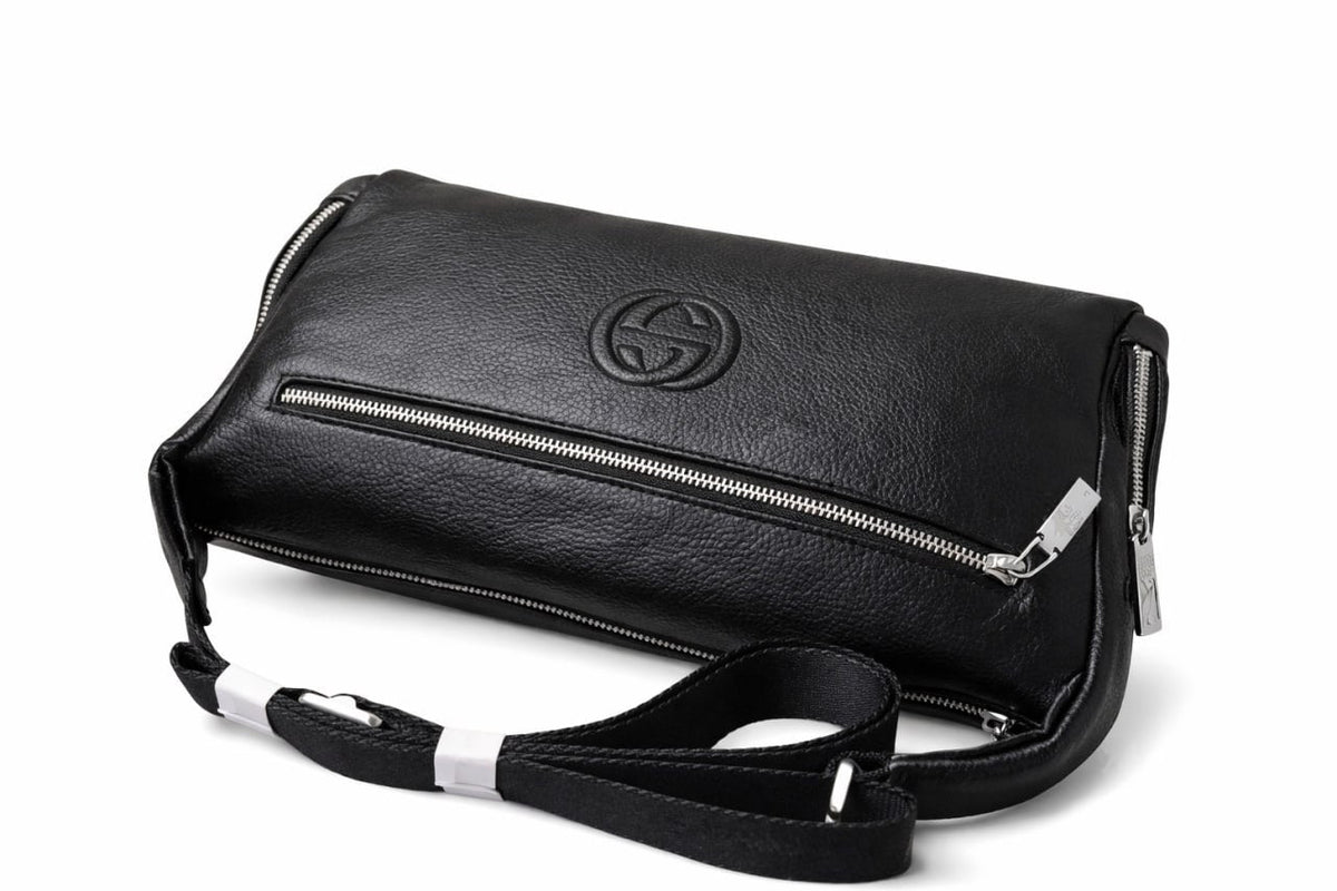 Soho Leather Crossbody Shoulder Bag (Black)