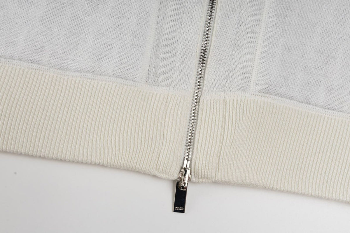 Signature Zip-Up Hoodie in Ivory with Dior Oblique Lining