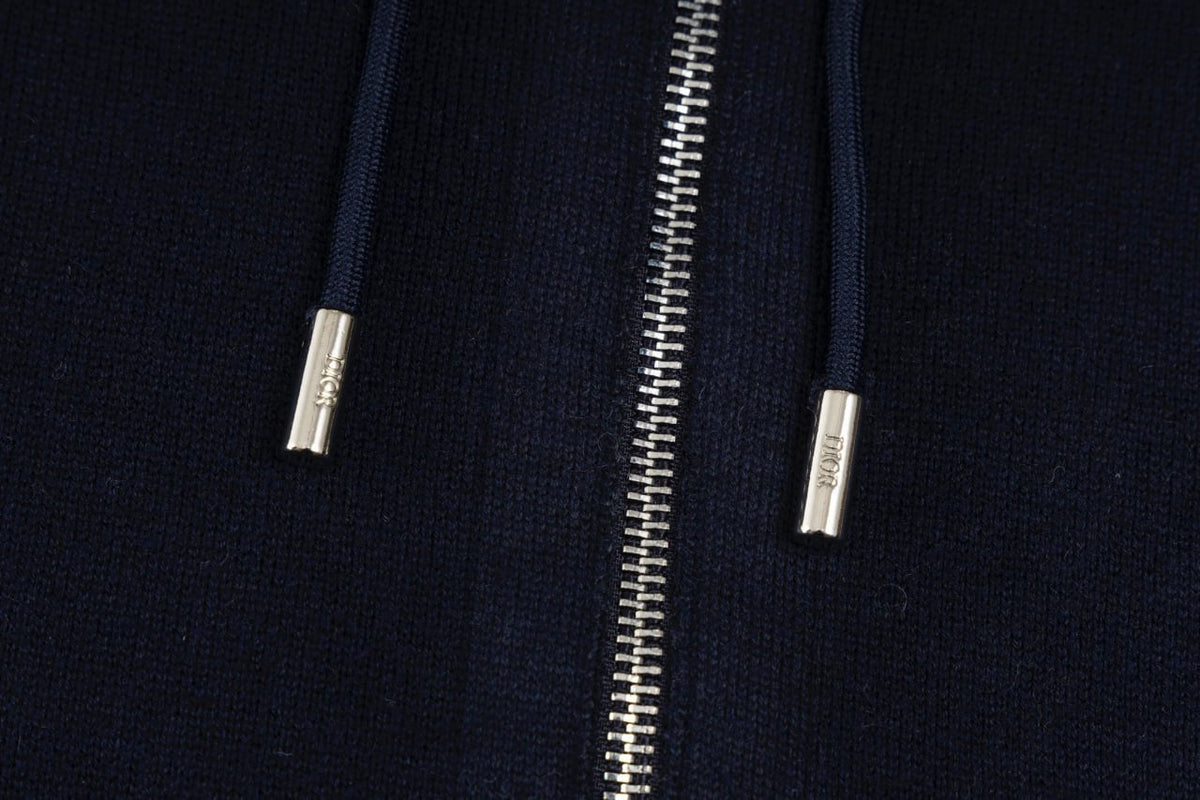 Signature Navy Zip-Up Hoodie with Monogram Lining