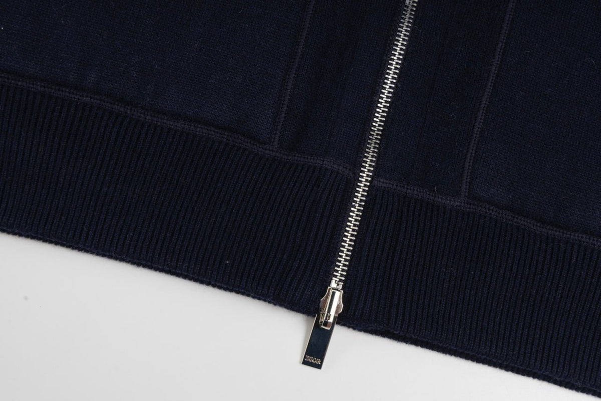 Signature Navy Zip-Up Hoodie with Monogram Lining