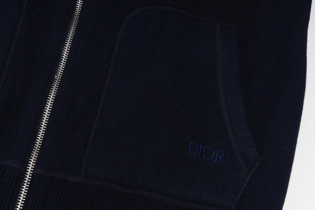 Signature Navy Zip-Up Hoodie with Monogram Lining