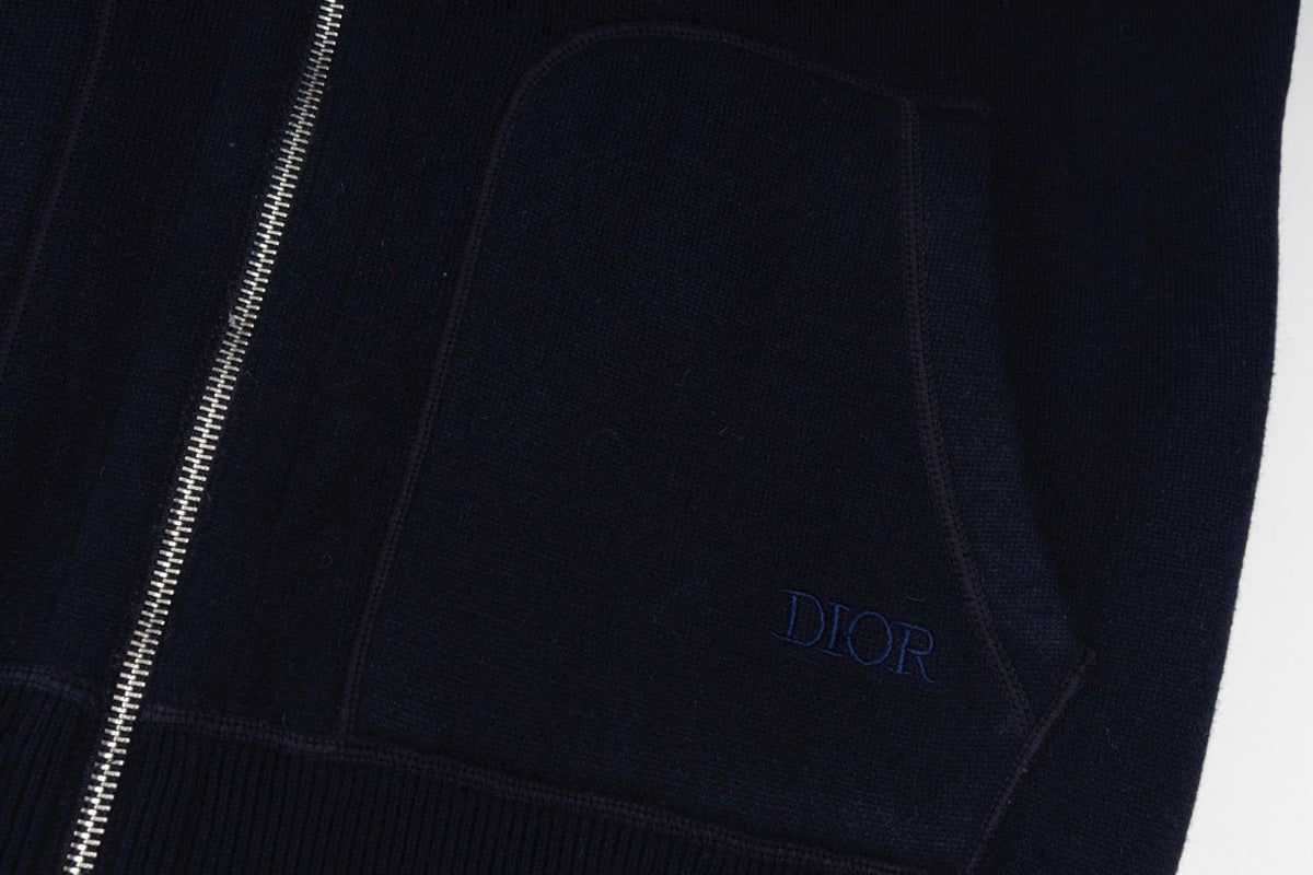 Signature Navy Zip-Up Hoodie with Monogram Lining