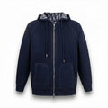 Signature Navy Zip-Up Hoodie with Monogram Lining