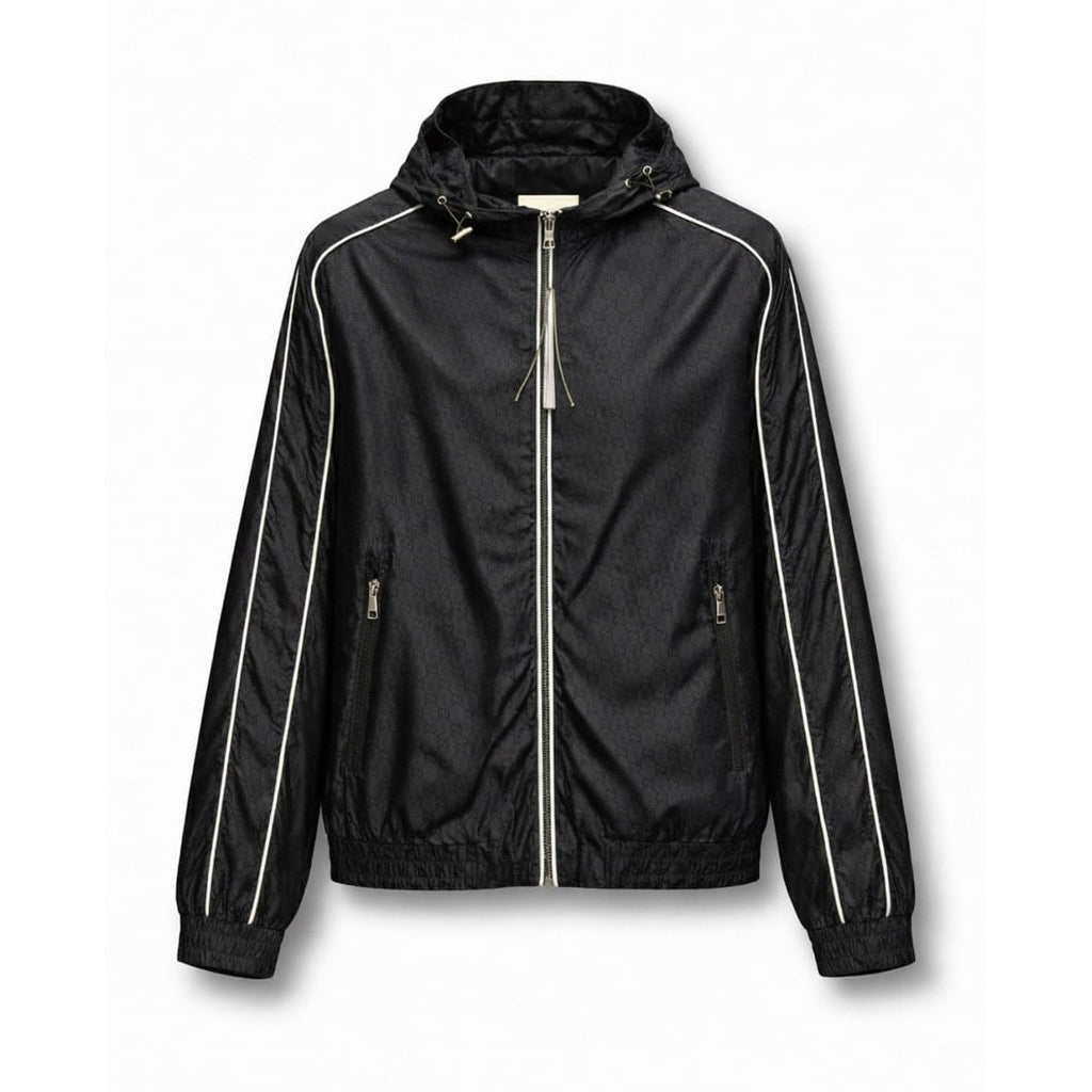 GG Monogram Hooded Zip Jacket – Black