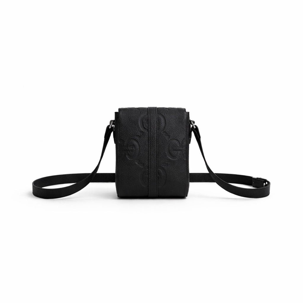 Embossed Leather Mini Crossbody Bag (Black)