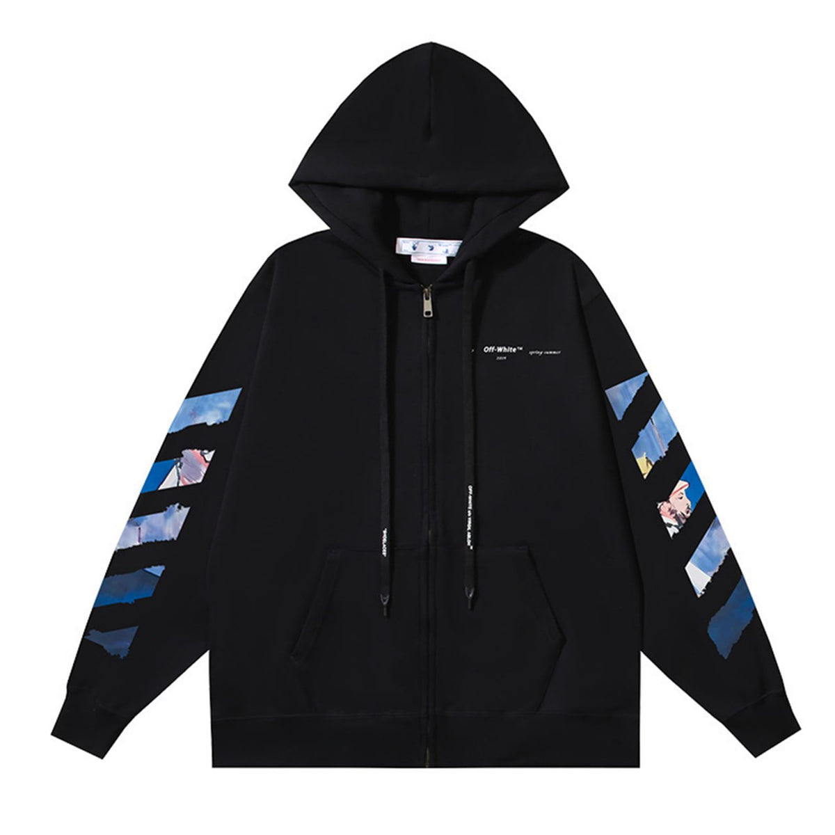Arrows Graphic Zip Hoodie – Black