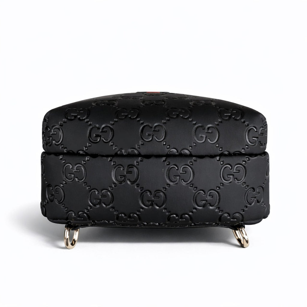 Embossed Leather Sling Bag (Black)