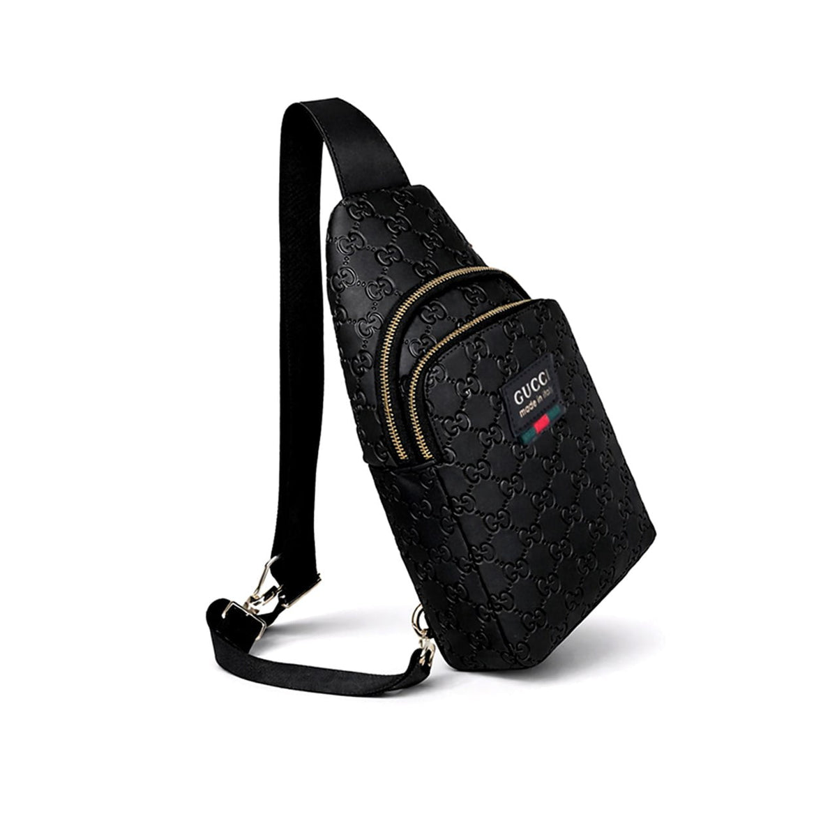 Embossed Leather Sling Bag (Black)