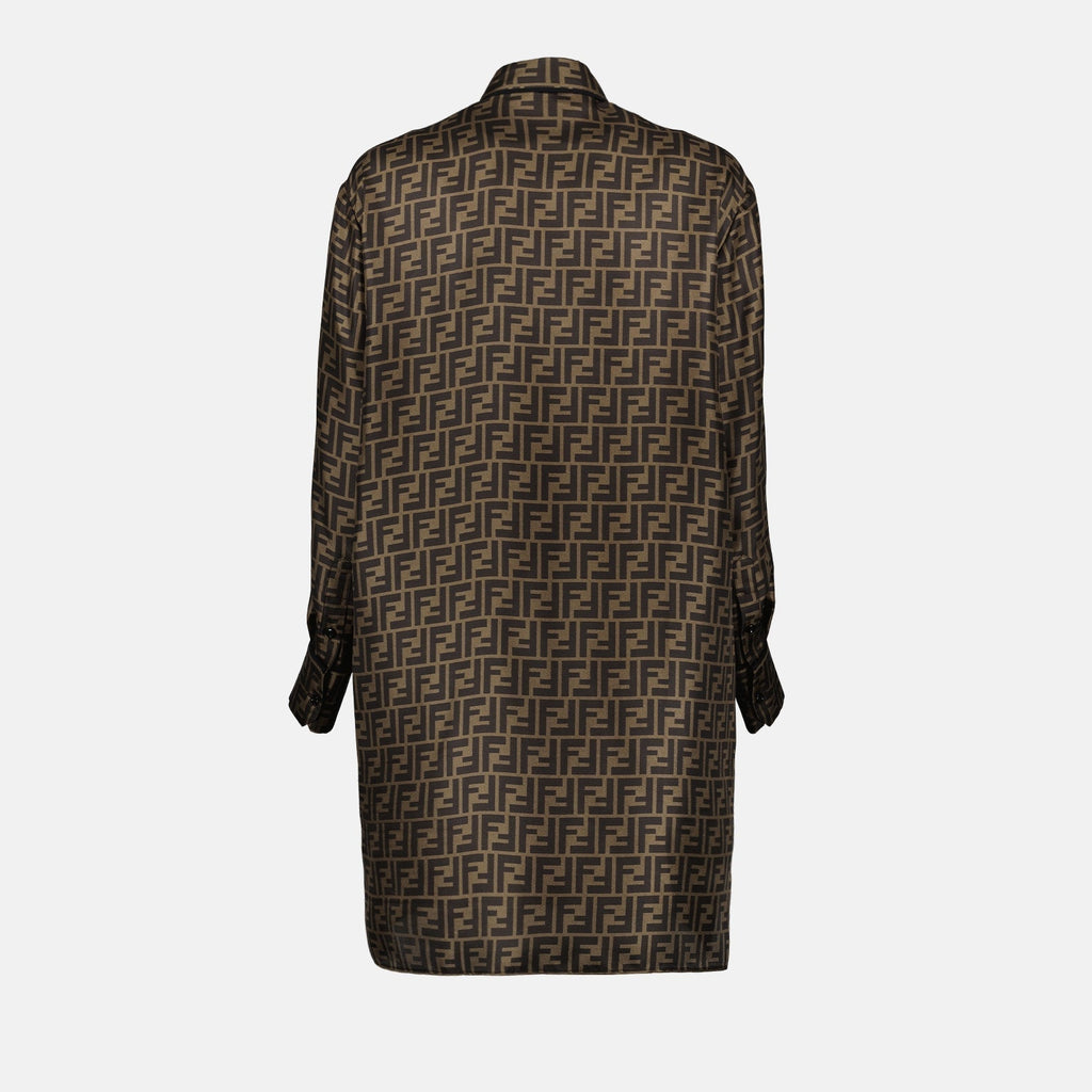 Monogram Silk Shirt Dress