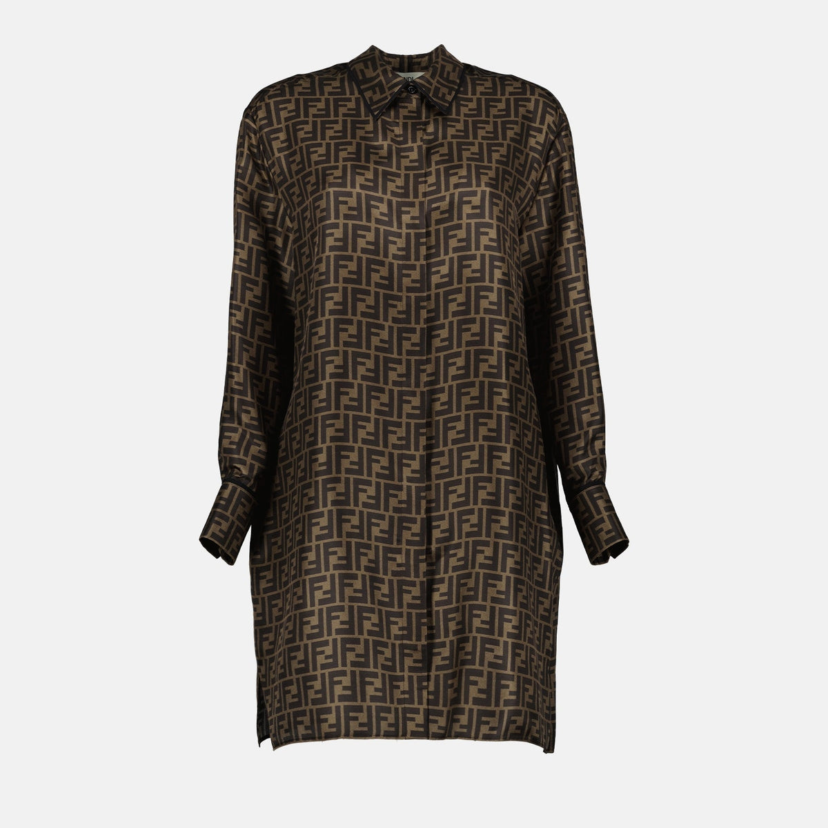 Monogram Silk Shirt Dress