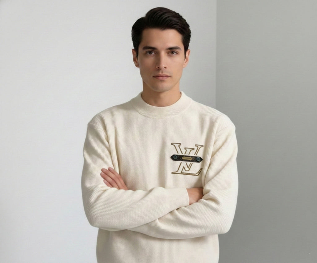 Monogram Applique Ribbed Sweater