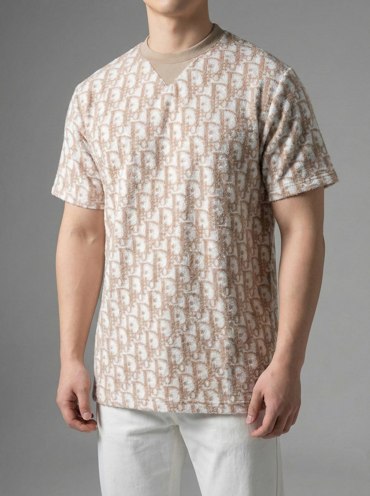 Oblique Monogram Toweling T-Shirt | Beige