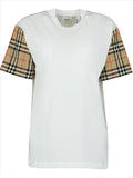 Check Sleeve Cotton T-Shirt