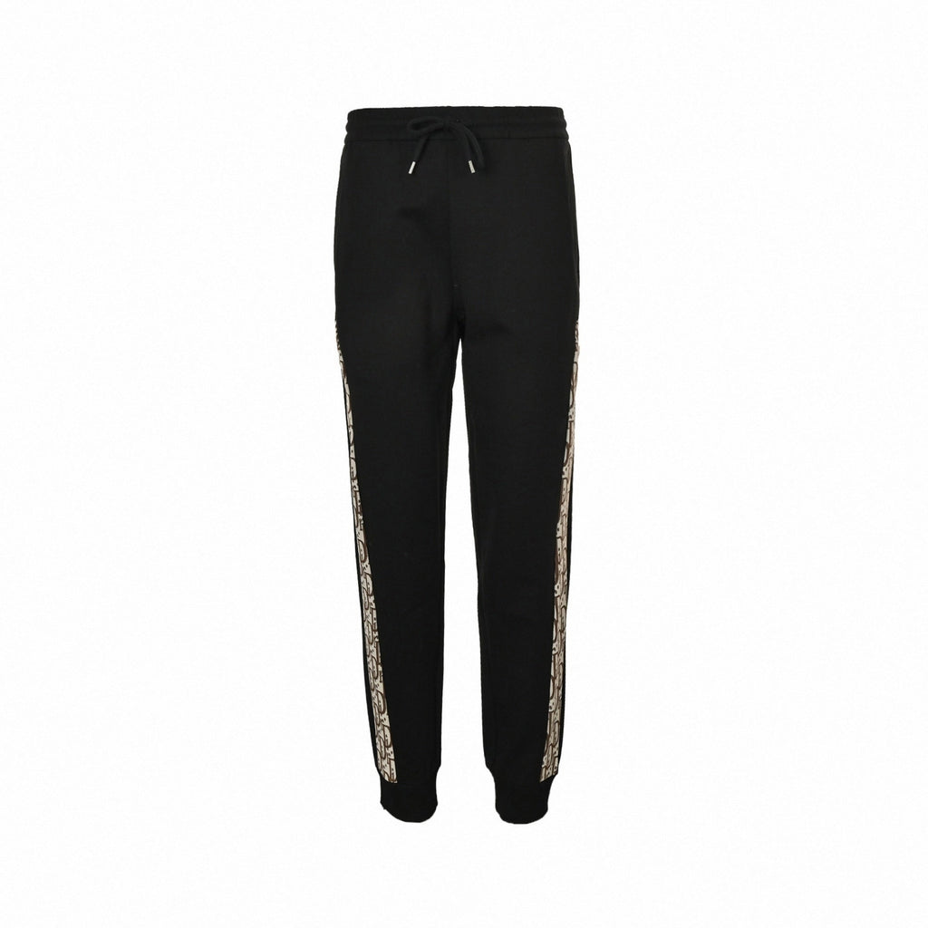 Oblique Zip-Up Tracksuit Set in Black & Beige