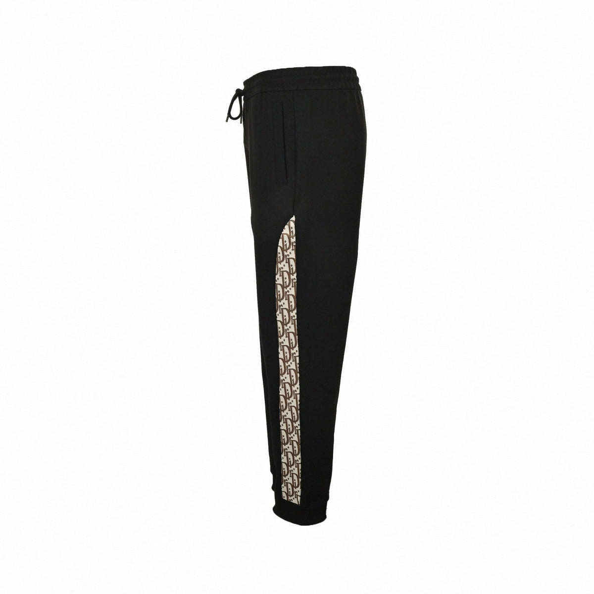 Oblique Zip-Up Tracksuit Set in Black & Beige